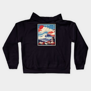 Mount Fuji Japan Vintage Poster Tourism Kids Hoodie